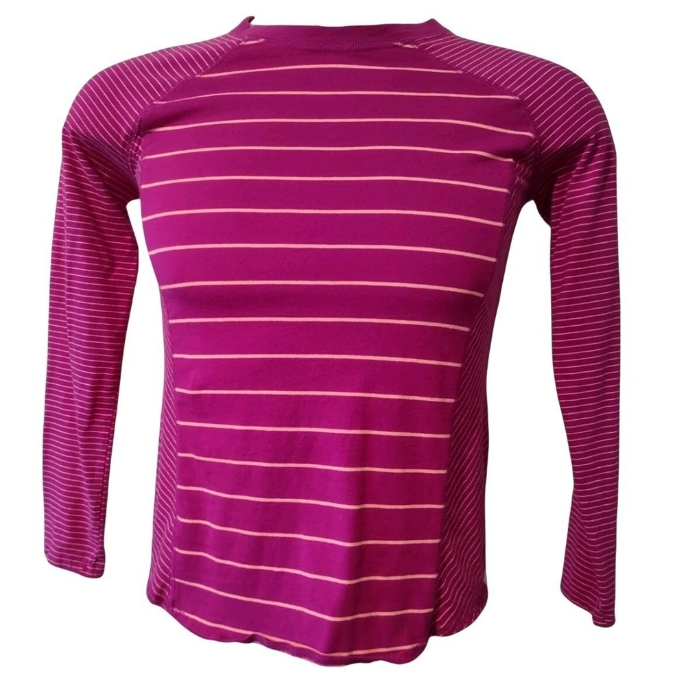 Tek Gear Dry Tek Top Size‎ S Womens Athleisure Magenta Pink Striped Long Sleeve